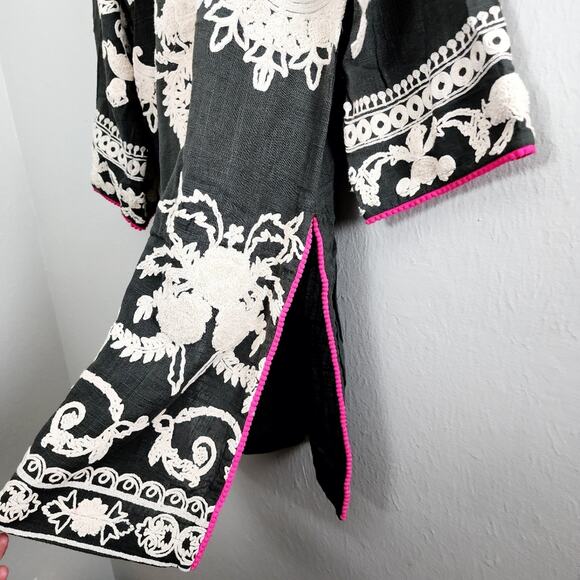 Sana Safinaz Floral Embroidered Tunic Midi Dress - Dark Grey - Size M - Picture 8 of 12